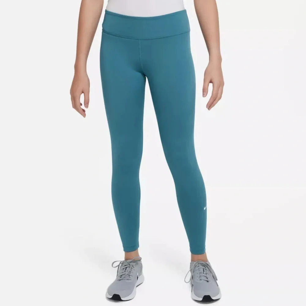 Nike Girls' Dri-FIT One Leggings- teal- size medium